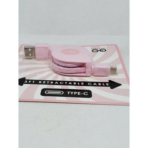 Pink Liquipel Powertek Fast Charge 3 Ft Retractable USB Type-C Cord - Picture 12 of 12